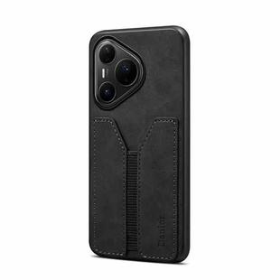 For Huawei Pura 80 Pro 5G Denior D07 DV Elastic Card Slot PU Back Cover Phone Case(Black)