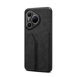 For Huawei Pura 80 Ultra 5G Denior D07 DV Elastic Card Slot PU Back Cover Phone Case(Black)