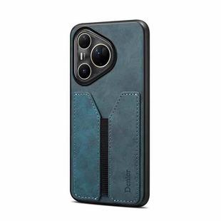 For Huawei Pura 80 Ultra 5G Denior D07 DV Elastic Card Slot PU Back Cover Phone Case(Blue)