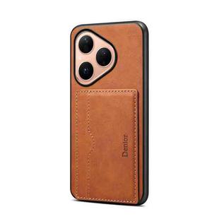 For Huawei Pura 80 5G Denior D08 PU Single Card Slot Holder Phone Case(Brown)
