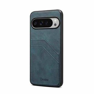 For Google Pixel 10 Pro XL Denior D09 PU Dual Card Slot Back Cover Phone Case(Blue)