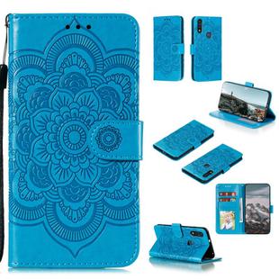 For Motorola Moto E6s (2020) Mandala Embossing Pattern Horizontal Flip PU Leather Case with Holder & Card Slots & Walle & Lanyard(Blue)