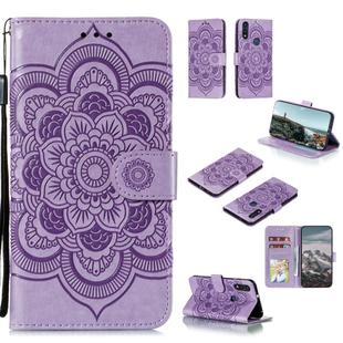 For Motorola Moto E6s (2020) Mandala Embossing Pattern Horizontal Flip PU Leather Case with Holder & Card Slots & Walle & Lanyard(Purple)