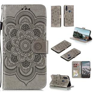 For Motorola Moto E6s (2020) Mandala Embossing Pattern Horizontal Flip PU Leather Case with Holder & Card Slots & Walle & Lanyard(Gray)