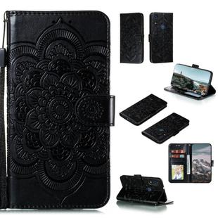 For Motorola Moto E6s (2020) Mandala Embossing Pattern Horizontal Flip PU Leather Case with Holder & Card Slots & Walle & Lanyard(Black)