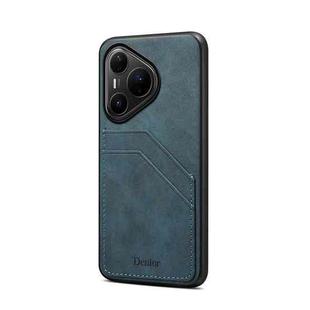 For Huawei Pura 80 Pro 5G Denior D09 PU Dual Card Slot Back Cover Phone Case(Blue)