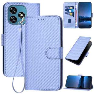 For Oukitel C51 YX0070 Carbon Fiber Buckle Leather Phone Case with Lanyard(Light Purple)