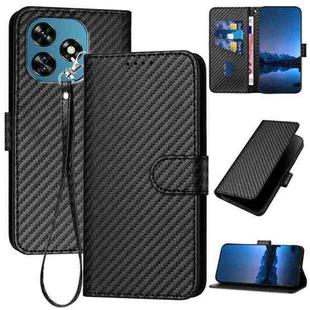 For Oukitel C51 YX0070 Carbon Fiber Buckle Leather Phone Case with Lanyard(Black)
