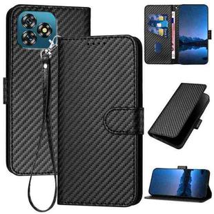 For Oukitel C53 YX0070 Carbon Fiber Buckle Leather Phone Case with Lanyard(Black)