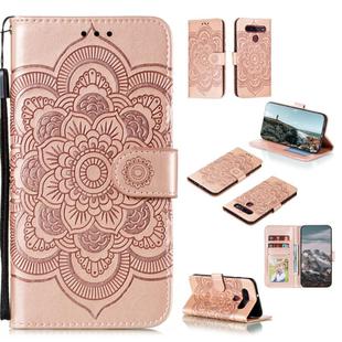For LG K41S / K51S Mandala Embossing Pattern Horizontal Flip PU Leather Case with Holder & Card Slots & Walle & Lanyard(Rose Gold)
