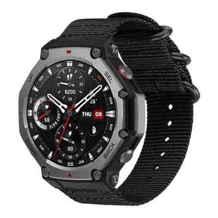 For Amazfit T-Rex 3 xDfind Ring Buckle Nylon Canvas Watch Band(Black)