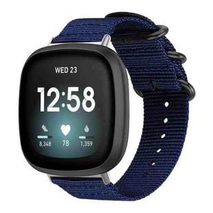For Fitbit Versa 4 / 3 / Sense 2 / Sense xDfind Ring Buckle Nylon Canvas Watch Band(Midnight Blue)