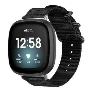 For Fitbit Versa 4 / 3 / Sense 2 / Sense xDfind Ring Buckle Nylon Canvas Watch Band(Black)