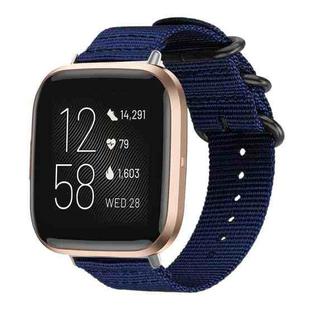 For Fitbit Versa 2 / Versa / Versa Lite xDfind Ring Buckle Nylon Canvas Watch Band(Midnight Blue)