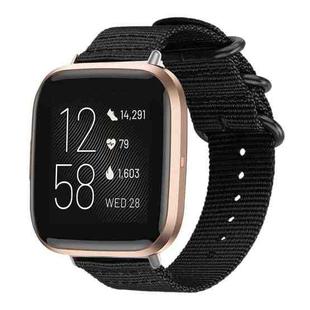 For Fitbit Versa 2 / Versa / Versa Lite xDfind Ring Buckle Nylon Canvas Watch Band(Black)
