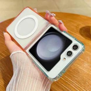 For Samsung Galaxy Z Flip5 Contrast Color Gradient Transparent MagSafe Phone Case(Blue Green + Pink)