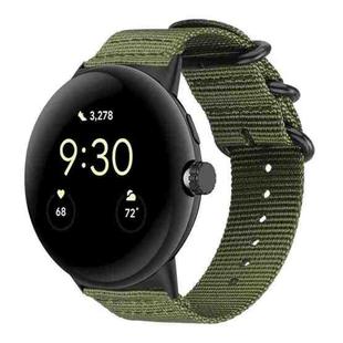 For Google Pixel Watch 3 45mm xDfind Ring Buckle Nylon Canvas Watch Band(Army Green)