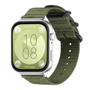 For Huawei Watch Fit4 / Fit4 Pro / Fit3 xDfind Ring Buckle Nylon Canvas Watch Band(Army Green)