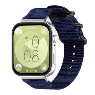 For Huawei Watch Fit4 / Fit4 Pro / Fit3 xDfind Ring Buckle Nylon Canvas Watch Band(Midnight Blue)