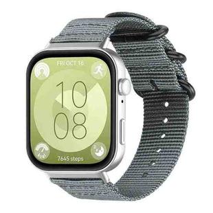 For Huawei Watch Fit4 / Fit4 Pro / Fit3 xDfind Ring Buckle Nylon Canvas Watch Band(Grey)