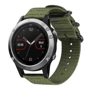 For Garmin Fenix 8/7/6/5 22mm xDfind Ring Buckle Nylon Canvas Watch Band(Army Green)