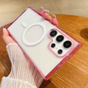 For Samsung Galaxy S23 Ultra 5G Contrast Color Gradient Transparent MagSafe Phone Case(Purple Pink + Light Purple)