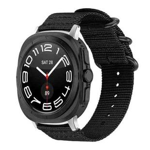 For Samsung Galaxy Watch Ultra / Ultra 2025 xDfind Ring Buckle Nylon Canvas Watch Band(Black)