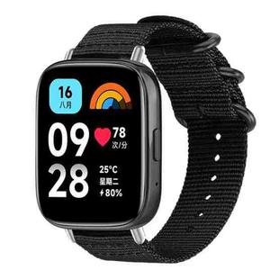 For Redmi Watch 3 Active / Watch 3 Lite xDfind Ring Buckle Nylon Canvas Watch Band(Black)