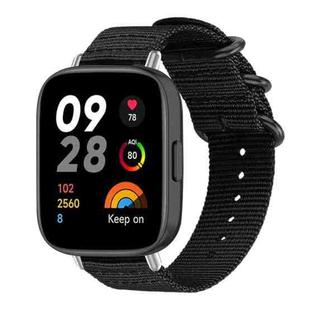 For Redmi Watch 3 xDfind Ring Buckle Nylon Canvas Watch Band(Black)