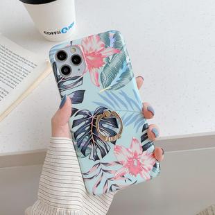For iPhone 11 Pro Laser Flowers Pattern TPU Protective Case with Ring Holder(Fresh Red Flower)