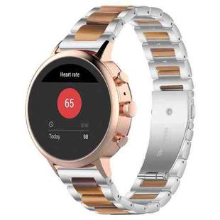 18mm xDfind Three Beads Metal Resin Watch Band(Silver Brown)