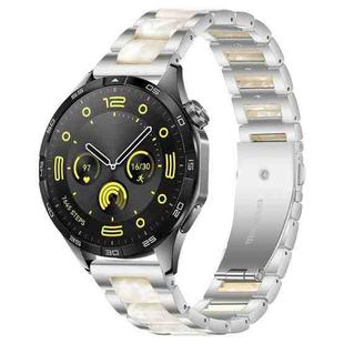 22mm xDfind Three Beads Metal Resin Watch Band(Silver White)