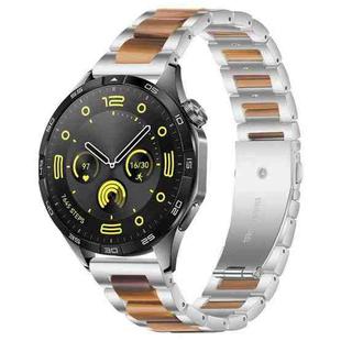 22mm xDfind Three Beads Metal Resin Watch Band(Silver Brown)