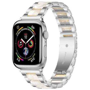 For Apple Watch 42 / 44 / 45 / 46 / 49mm xDfind Three Beads Metal Resin Watch Band(Silver White)