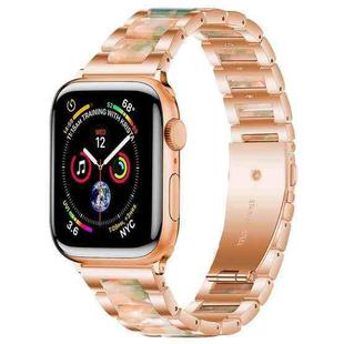 For Apple Watch 42 / 44 / 45 / 46 / 49mm xDfind Three Beads Metal Resin Watch Band(Rose Gold Green)