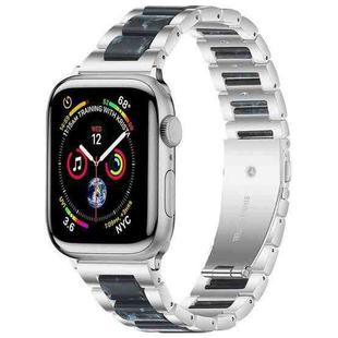 For Apple Watch 38 / 40 / 41 / S10 42mm xDfind Three Beads Metal Resin Watch Band(Silver Blue)