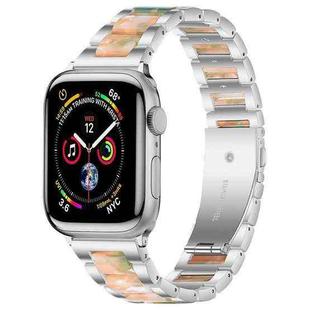 For Apple Watch 38 / 40 / 41 / S10 42mm xDfind Three Beads Metal Resin Watch Band(Silver Green)