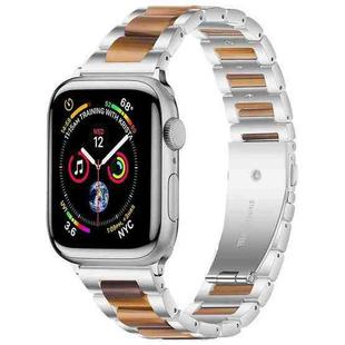 For Apple Watch 38 / 40 / 41 / S10 42mm xDfind Three Beads Metal Resin Watch Band(Silver Brown)