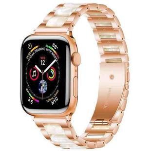 For Apple Watch 38 / 40 / 41 / S10 42mm xDfind Three Beads Metal Resin Watch Band(Rose Gold White)