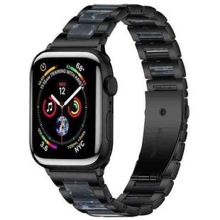 For Apple Watch 38 / 40 / 41 / S10 42mm xDfind Three Beads Metal Resin Watch Band(Black Blue)
