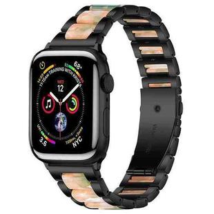 For Apple Watch 38 / 40 / 41 / S10 42mm xDfind Three Beads Metal Resin Watch Band(Black Green)
