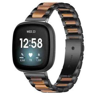 For Fitbit Versa 4 / 3 / Sense 2 / Sense xDfind Three Beads Metal Resin Watch Band(Black Brown)