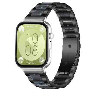 For Huawei Watch Fit4 / Fit4 Pro / Fit3 xDfind Three Beads Metal Resin Watch Band(Black Blue)