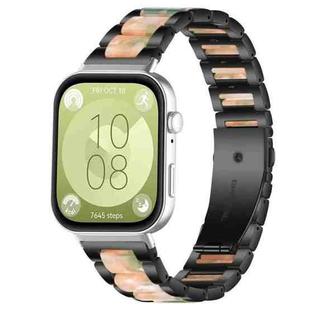 For Huawei Watch Fit4 / Fit4 Pro / Fit3 xDfind Three Beads Metal Resin Watch Band(Black Green)