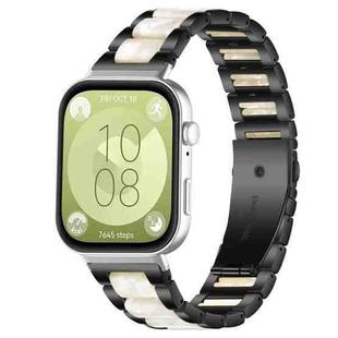 For Huawei Watch Fit4 / Fit4 Pro / Fit3 xDfind Three Beads Metal Resin Watch Band(Black White)