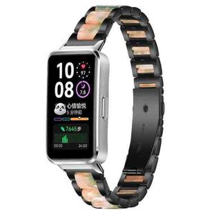 For Huawei Band 10 / 9 / 8 xDfind Three Beads Metal Resin Watch Band(Black Green)