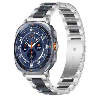 For Samsung Galaxy Watch Ultra/Ultra 2025 xDfind Three Beads Metal Resin Watch Band(Silver Blue)