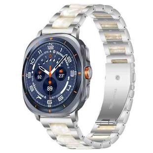 For Samsung Galaxy Watch Ultra/Ultra 2025 xDfind Three Beads Metal Resin Watch Band(Silver White)