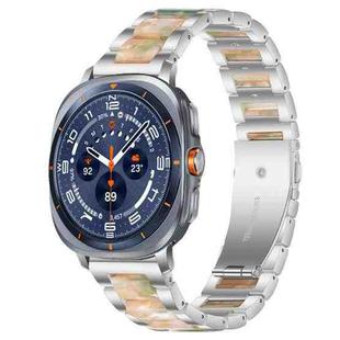 For Samsung Galaxy Watch Ultra/Ultra 2025 xDfind Three Beads Metal Resin Watch Band(Silver Green)