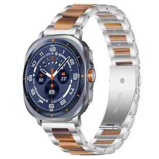 For Samsung Galaxy Watch Ultra/Ultra 2025 xDfind Three Beads Metal Resin Watch Band(Silver Brown)